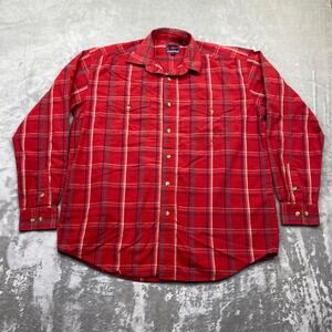 Roper Red Plaid Western Snap Button Long Sleeve Shirt Men's Sz‎ M Western Preppy